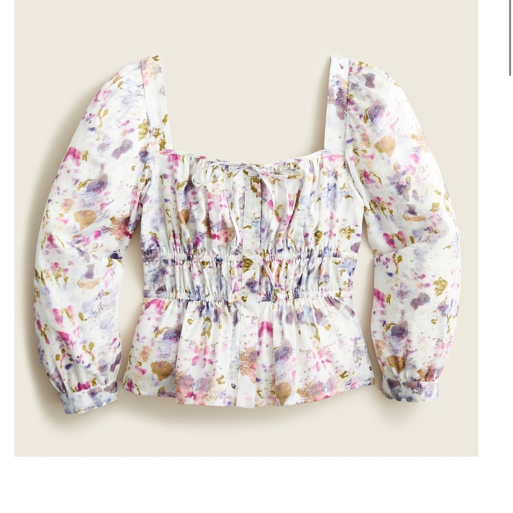 NWT J.Crew Flora Obscura cinched waist top in kaleidoscope floral size 00